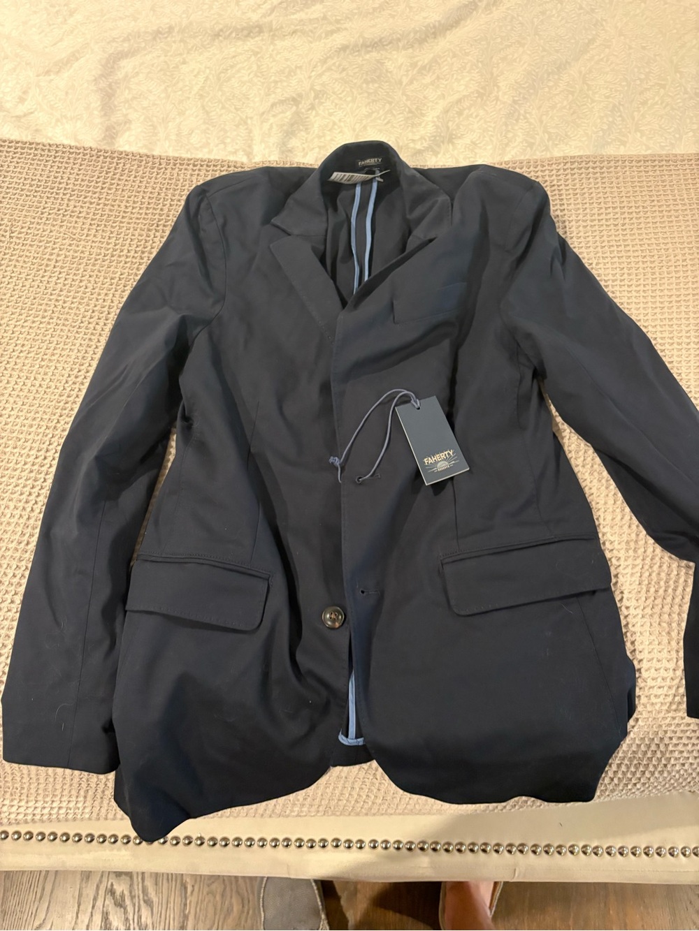 Faherty Movement Knit Blazer Navy